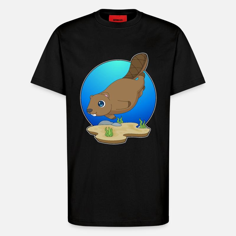 Beaver Diver Plongée - T-shirt bio décontracté fabriqué en UE - SOLID BLACK