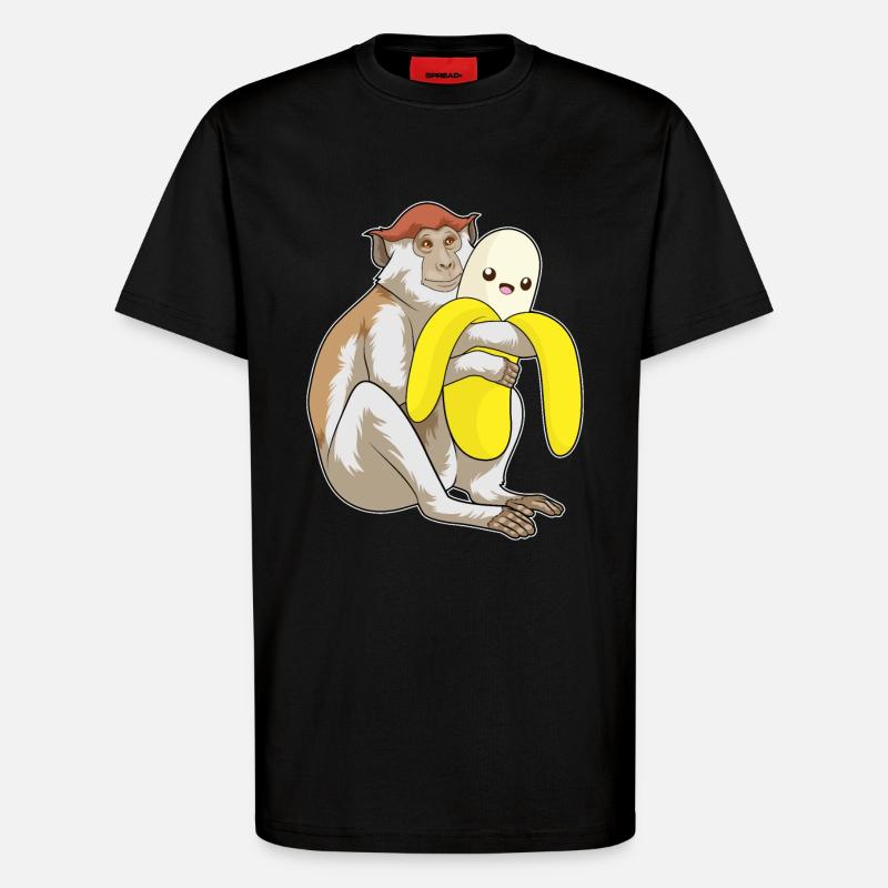 Singe Peluche - T-shirt bio décontracté fabriqué en UE - SOLID BLACK