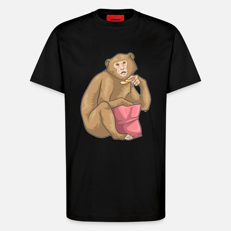 Monkey Potato Chips - T-Shirt - made by SPREAD - SOLID BLACK