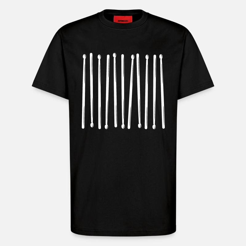 Drumsticks Vertical Pattern - T-Shirt - made by SPREAD - SOLID BLACK