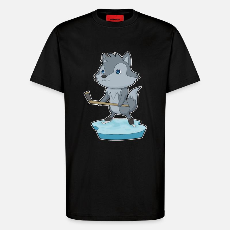 Wolf Eishockey Eishockeyschläger - T-Shirt - made by SPREAD - SOLID BLACK