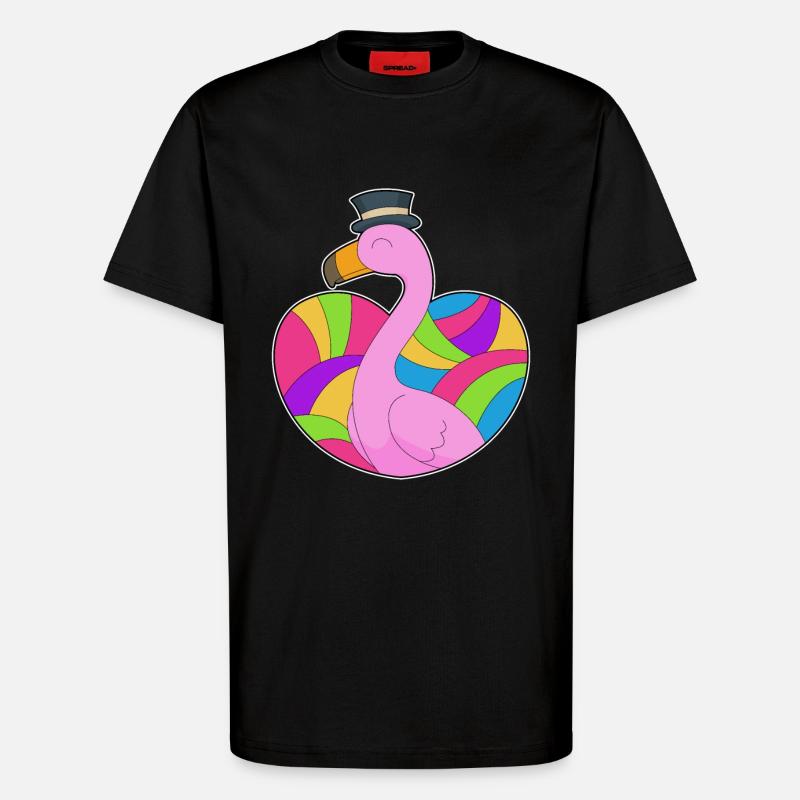 Flamingo Herz - T-Shirt - made by SPREAD - SOLID BLACK