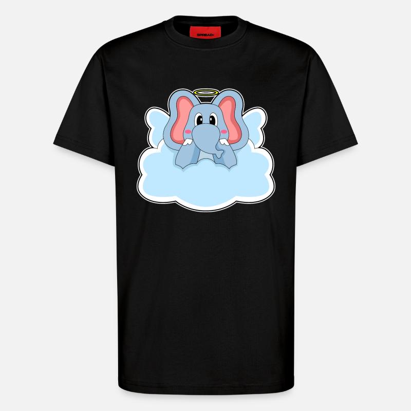 Elefant Engel Wolken - T-Shirt - made by SPREAD - SOLID BLACK