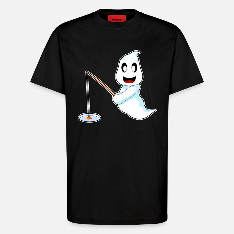 Geist Halloween Angler - T-Shirt - made by SPREAD - SOLID BLACK