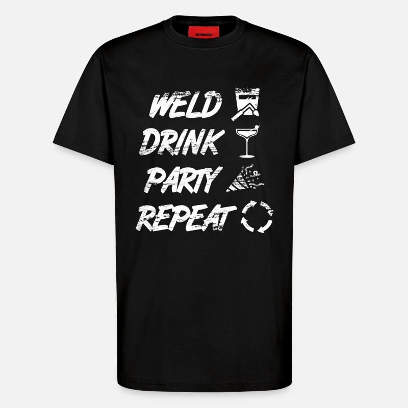 souder, boire, célébrer, répéter - T-shirt bio décontracté fabriqué en UE - SOLID BLACK