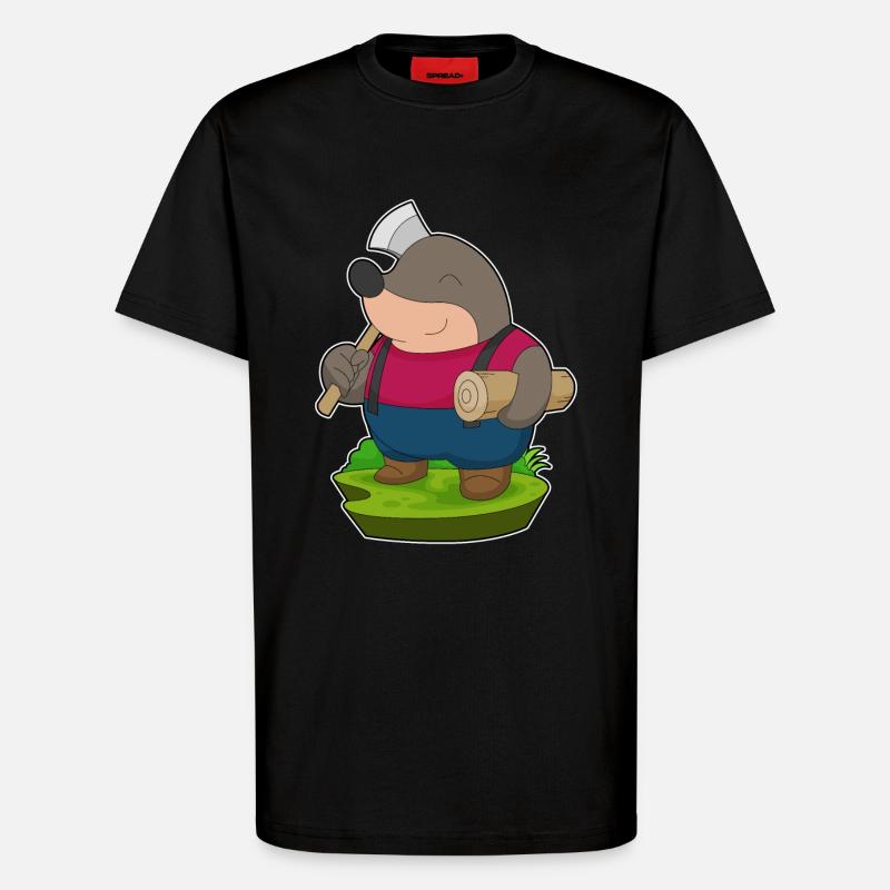 Mole Lumberjack Axe Forest - T-Shirt - made by SPREAD - SOLID BLACK