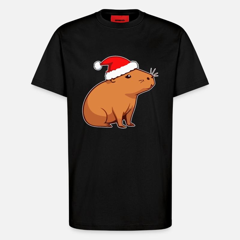 Capybara Christmas - T-Shirt - made by SPREAD - SOLID BLACK