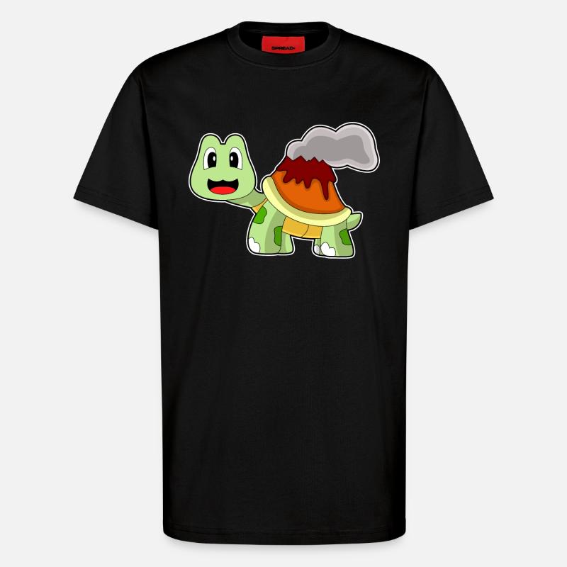 Turtle Volcano - T-Shirt - made by SPREAD - SOLID BLACK