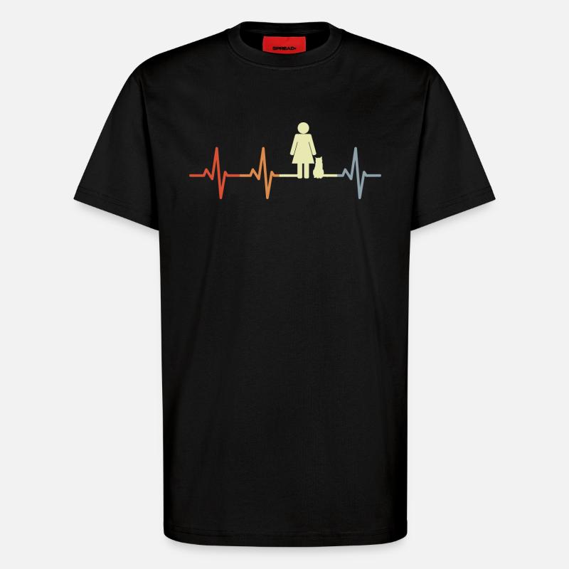 Katzen Mama Herzschlag - T-Shirt - made by SPREAD - SOLID BLACK