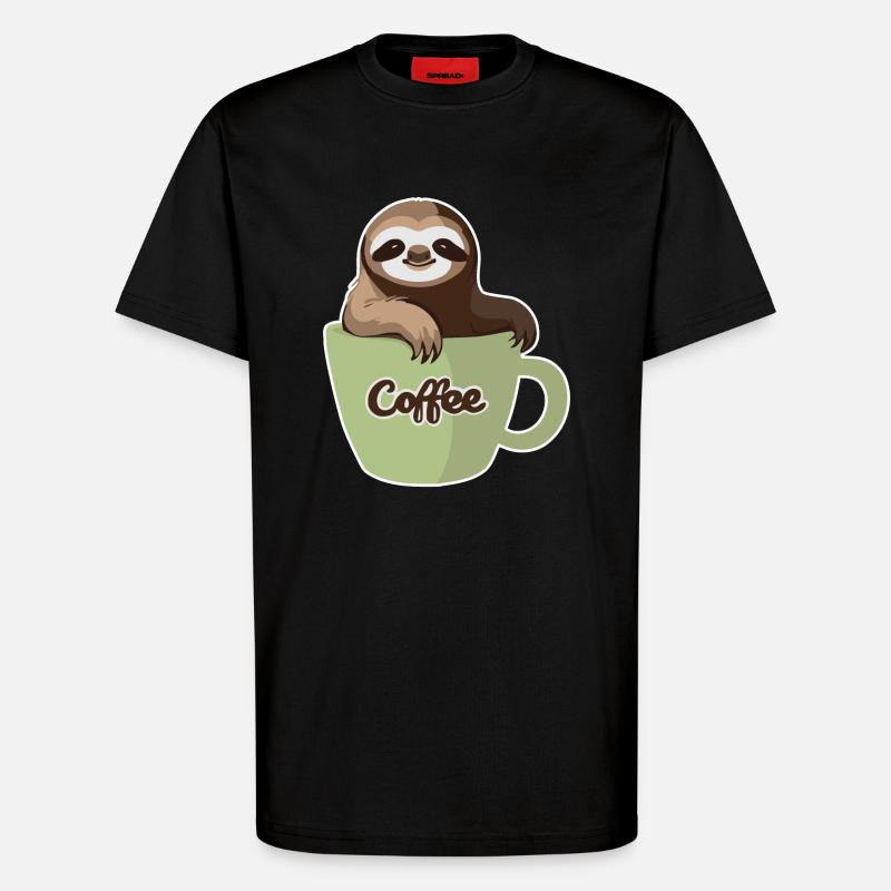 Sloth in a coffee cup - T-Shirt - made by SPREAD - SOLID BLACK