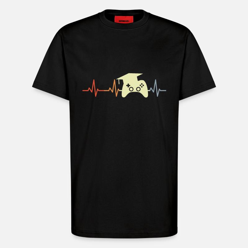 Spielprogrammierer Herzschlag - T-Shirt - made by SPREAD - SOLID BLACK