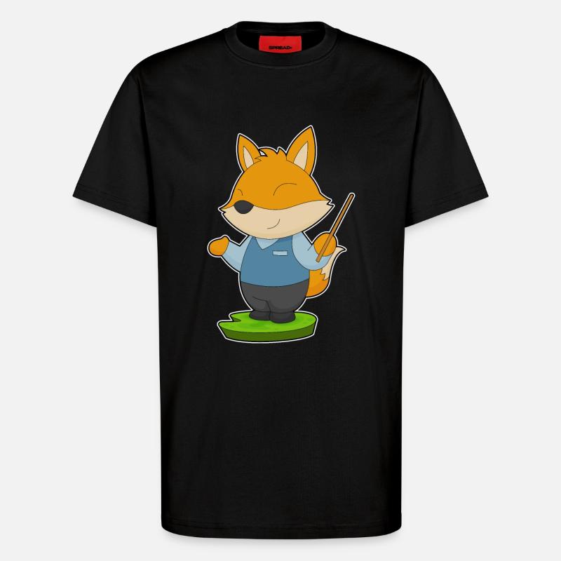 Fuchs Lehrer Zeigestab Schule - T-Shirt - made by SPREAD - SOLID BLACK