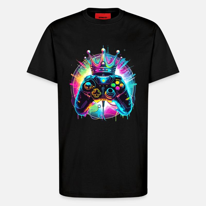 Gaming Controller mit Krone - T-Shirt - made by SPREAD - SOLID BLACK