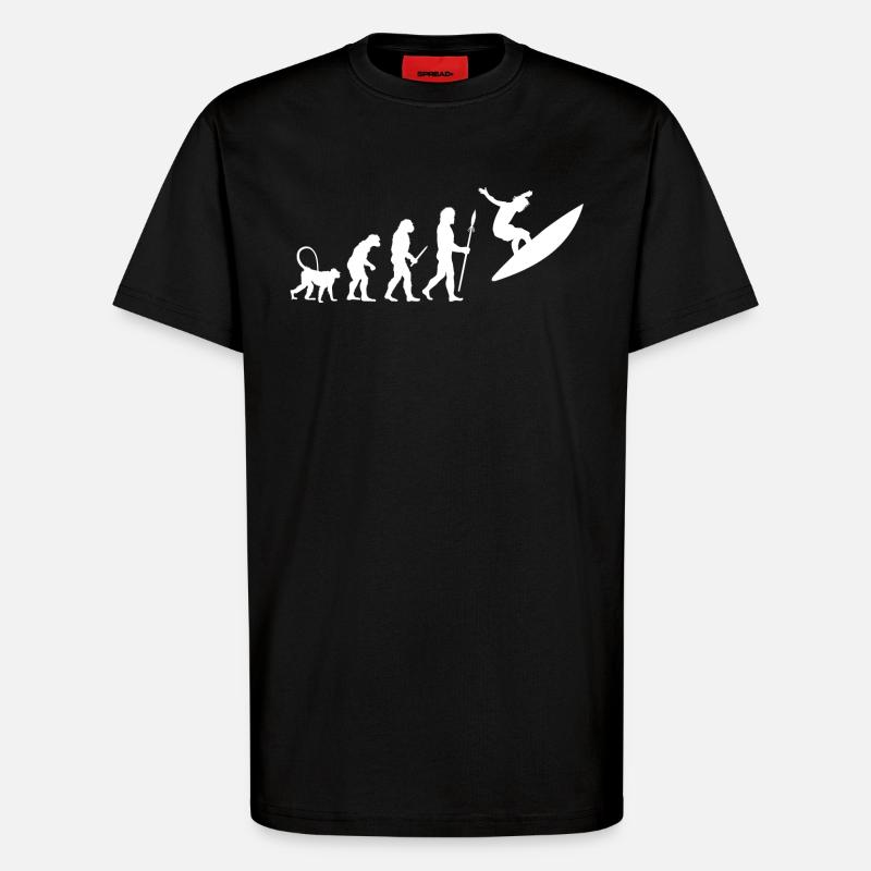 Évolution du surf - T-shirt bio décontracté fabriqué en UE - SOLID BLACK