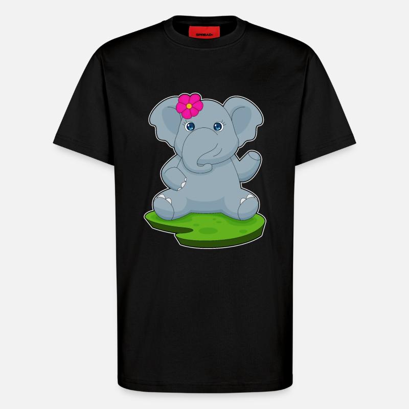 Elefant Blume - T-Shirt - made by SPREAD - SOLID BLACK
