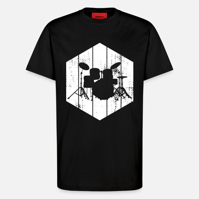 Dessin de la batterie - T-shirt bio décontracté fabriqué en UE - SOLID BLACK