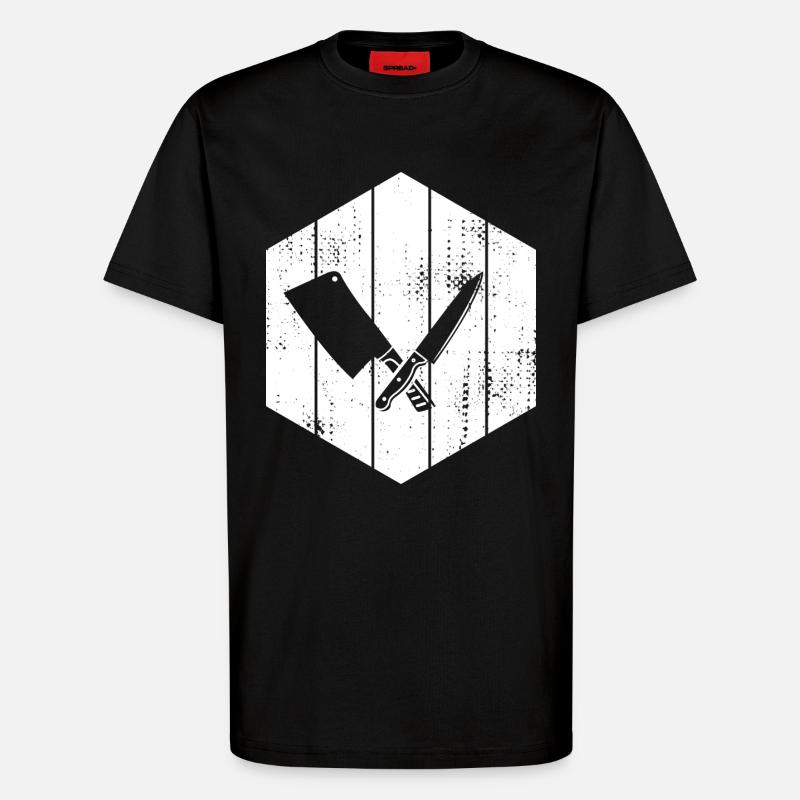 Messer Hackbeil Zeichnung - T-Shirt - made by SPREAD - SOLID BLACK