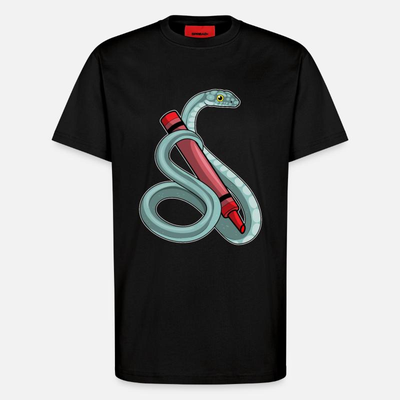 École de crayon Snake Student - T-shirt bio décontracté fabriqué en UE - SOLID BLACK
