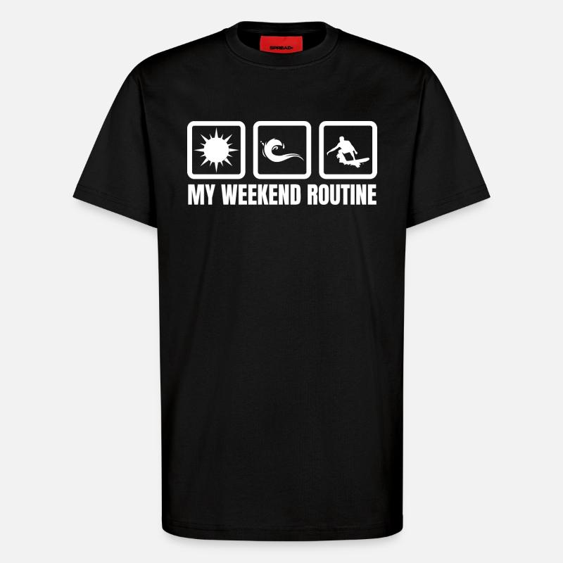 Ma routine du week-end - T-shirt bio décontracté fabriqué en UE - SOLID BLACK