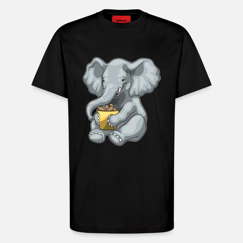Elephant Peanuts - T-Shirt - made by SPREAD - SOLID BLACK