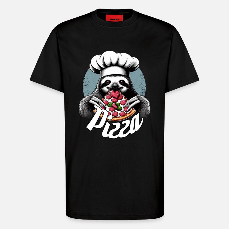 Pizza Yummy Sloth Gift - T-Shirt - made by SPREAD - SOLID BLACK