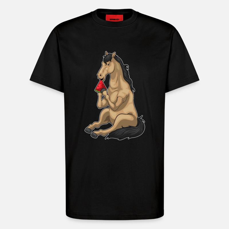 Pastèque cheval - T-shirt bio décontracté fabriqué en UE - SOLID BLACK
