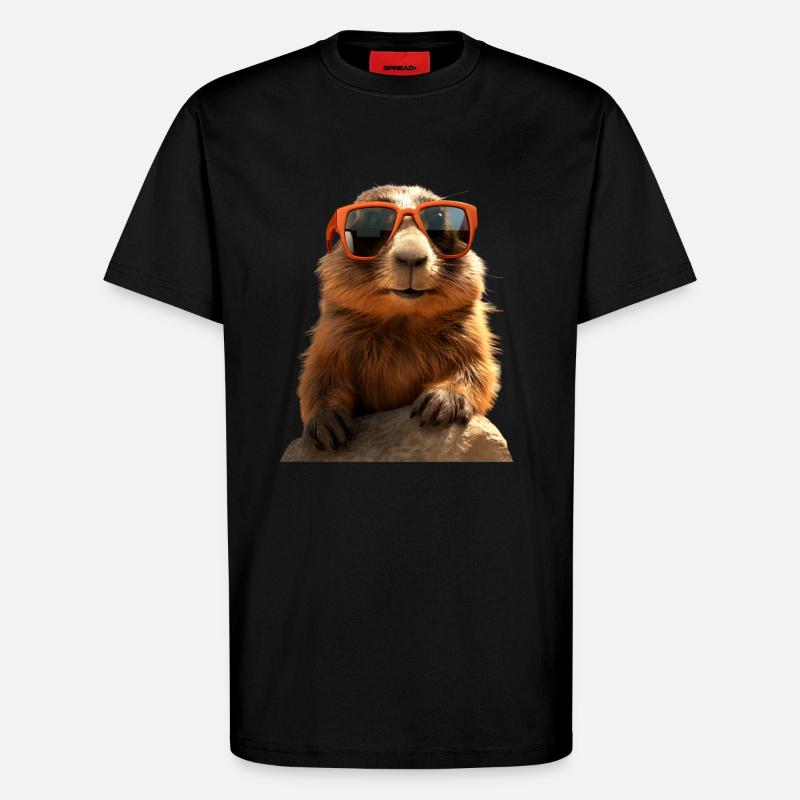 Murmeltier mit Sonnenbrille Nagetier Erdhörnchen - T-Shirt - made by SPREAD - SOLID BLACK