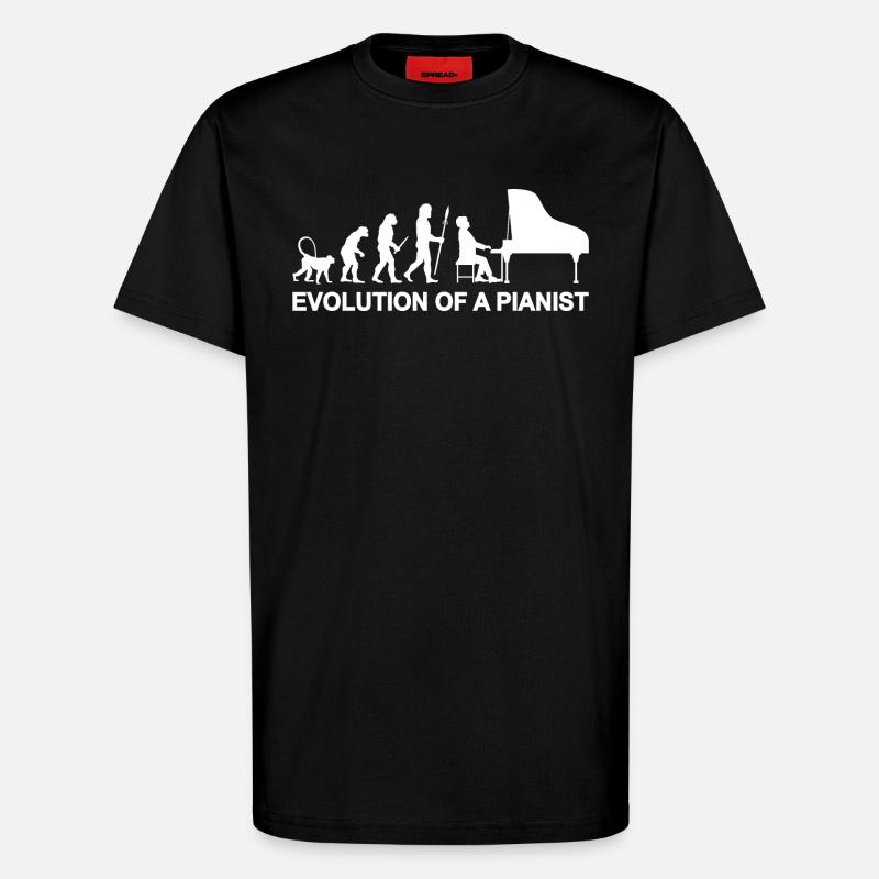 Évolution d’un pianiste - T-shirt bio décontracté fabriqué en UE - SOLID BLACK
