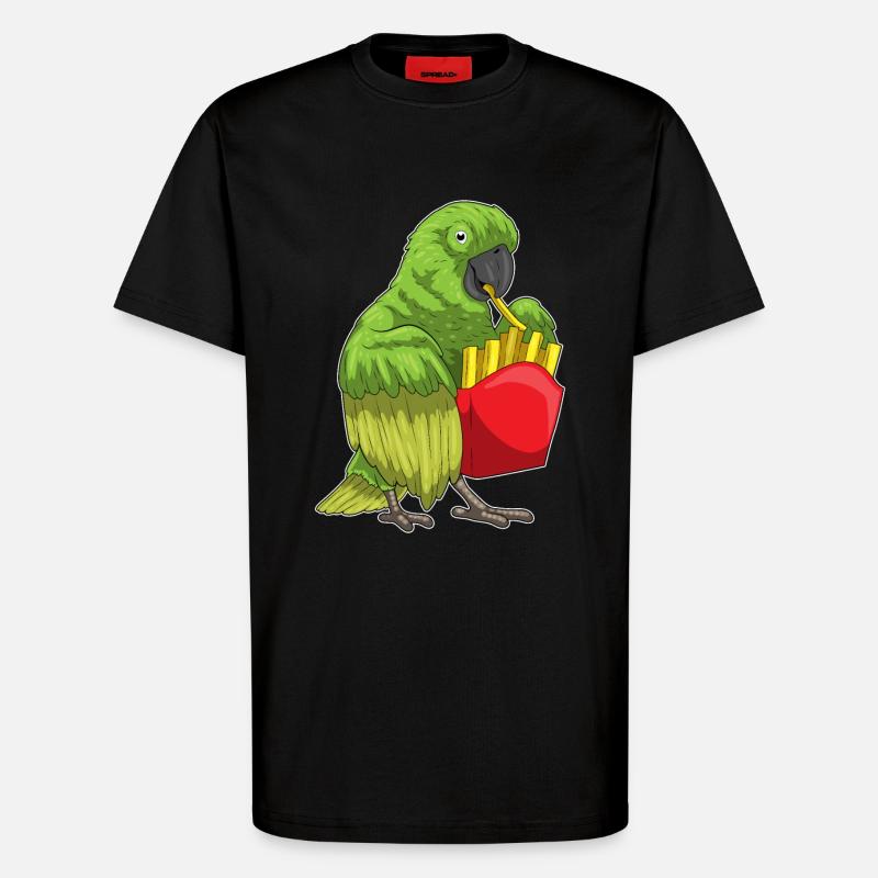 Frites perroquet - T-shirt bio décontracté fabriqué en UE - SOLID BLACK