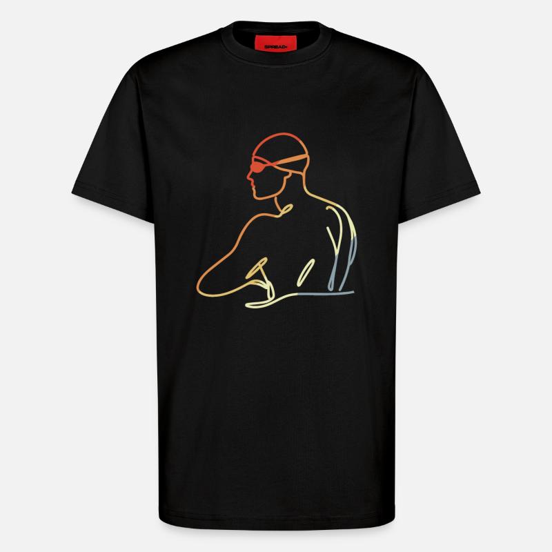 Professional Swimmer Drawing - T-Shirt - made by SPREAD - SOLID BLACK