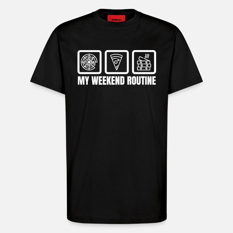 Ma routine du week-end - T-shirt bio décontracté fabriqué en UE - SOLID BLACK