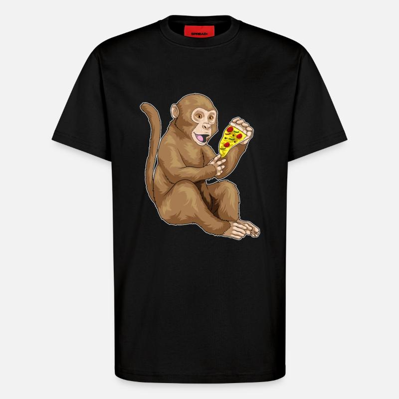 Affe Pizza - T-Shirt - made by SPREAD - SOLID BLACK
