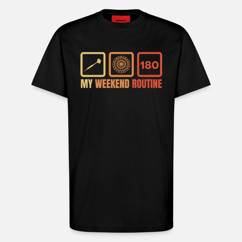Dartspieler Wochenendroutine - T-Shirt - made by SPREAD - SOLID BLACK