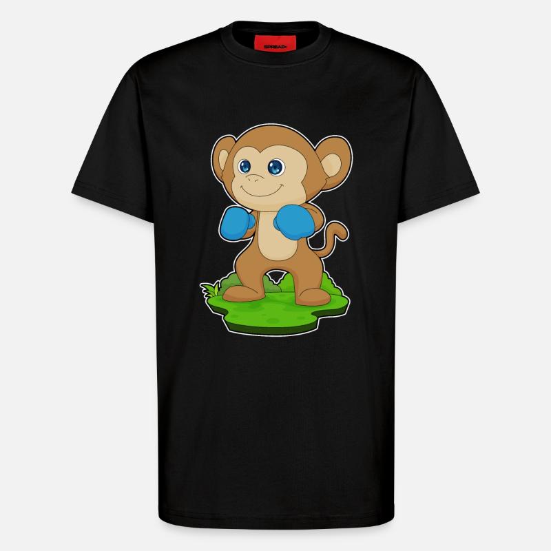 Affe Boxer Boxhandschuhe Boxen - T-Shirt - made by SPREAD - SOLID BLACK