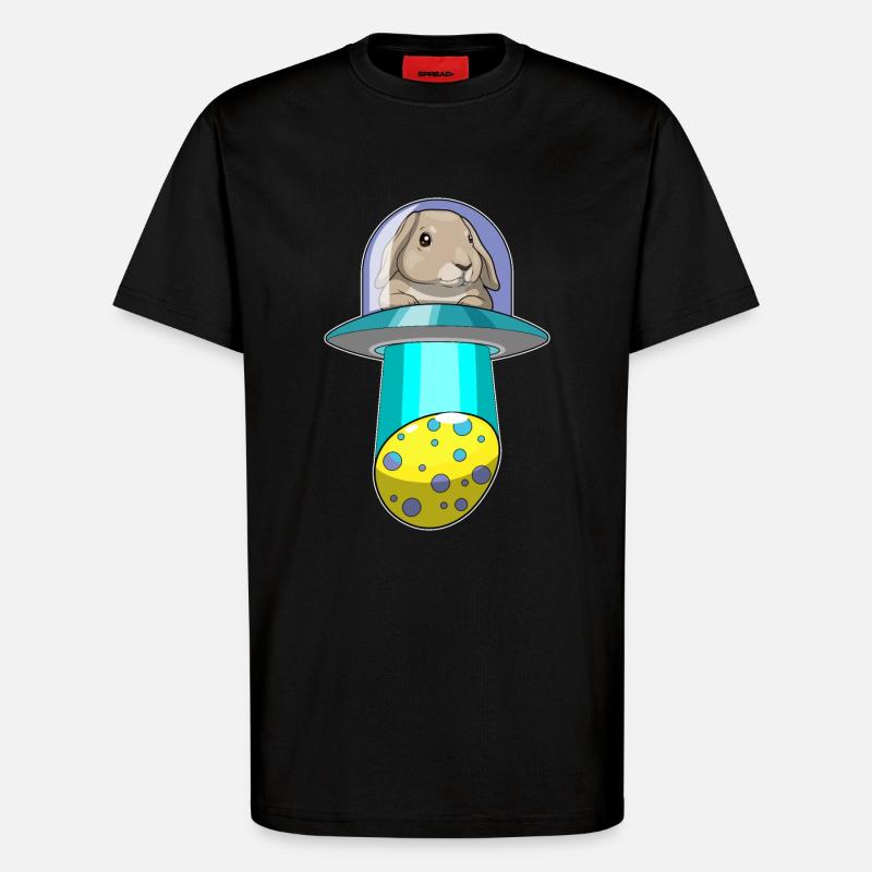 Bunny Easter Spaceship - T-Shirt - made by SPREAD - SOLID BLACK