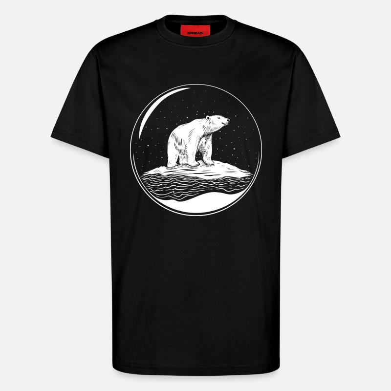 Eisbär auf Eisscholle Save the polarbear - T-Shirt - made by SPREAD - SOLID BLACK