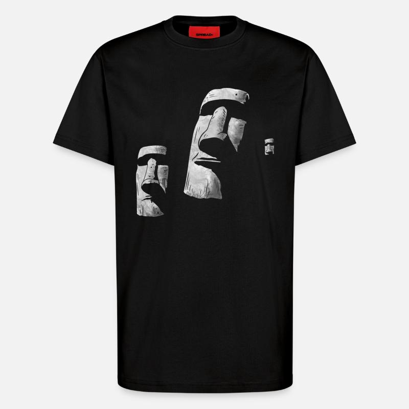 Moai Heads Easter Island Polynesia - T-Shirt - made by SPREAD - SOLID BLACK