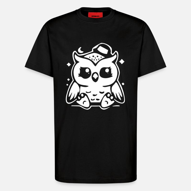 Niedliche Eulenfigur mit Hut - T-Shirt - made by SPREAD - SOLID BLACK