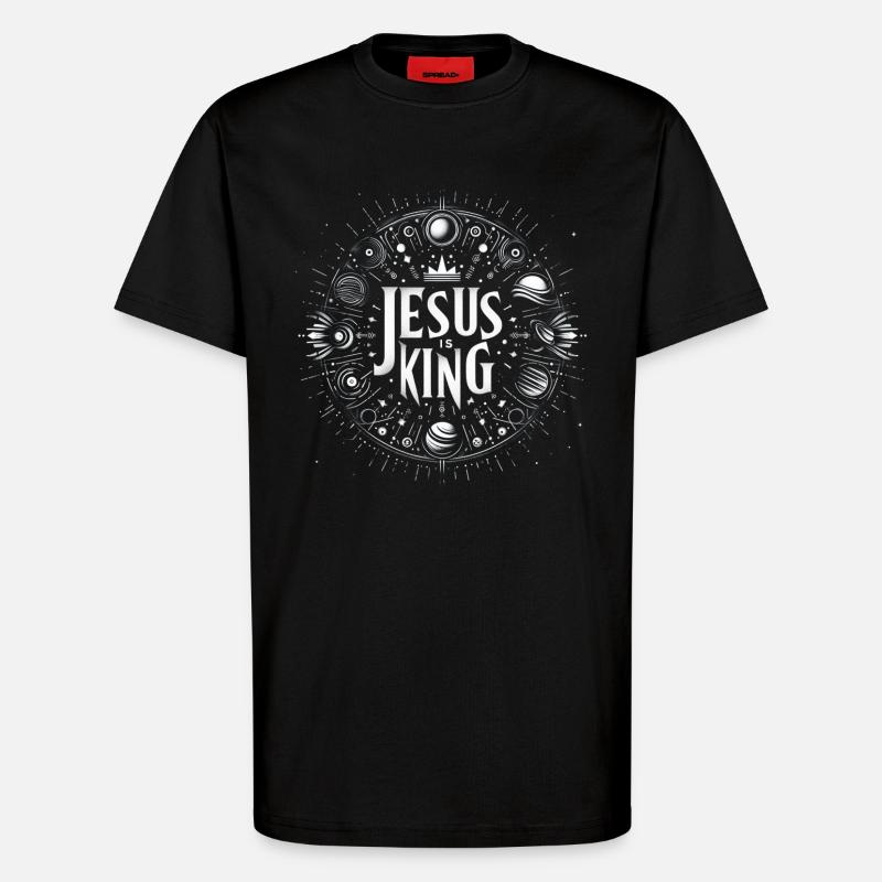 Jesus is King Circle Design - T-Shirt - made by SPREAD - SOLID BLACK
