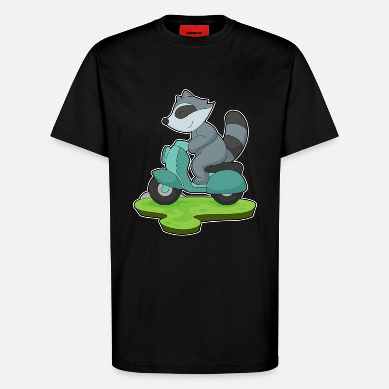 Waschbär Motorroller - T-Shirt - made by SPREAD - SOLID BLACK