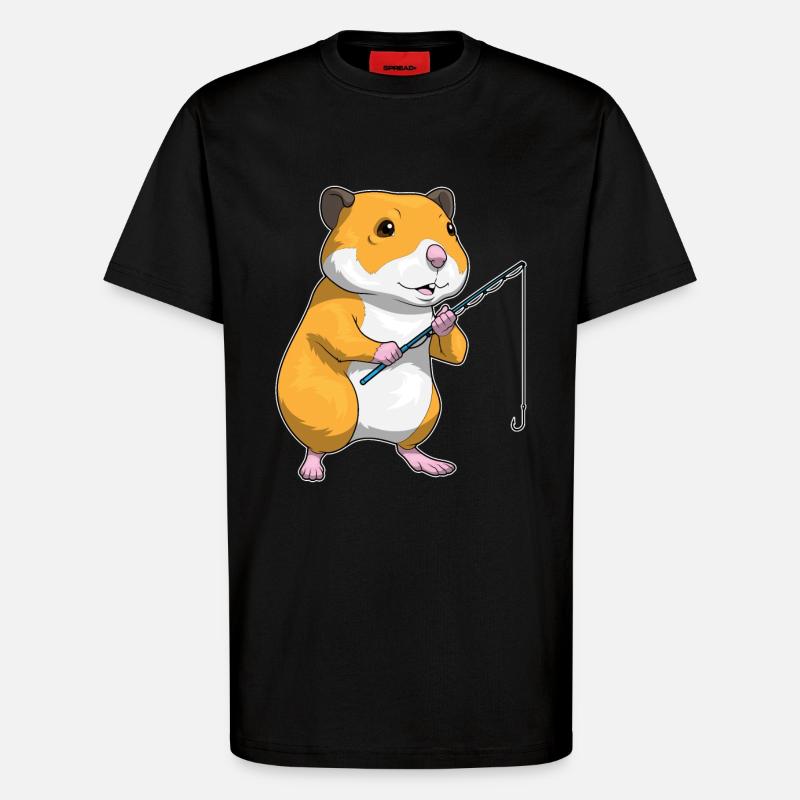 Hamster Pêcheur Ange Pêche - T-shirt bio décontracté fabriqué en UE - SOLID BLACK