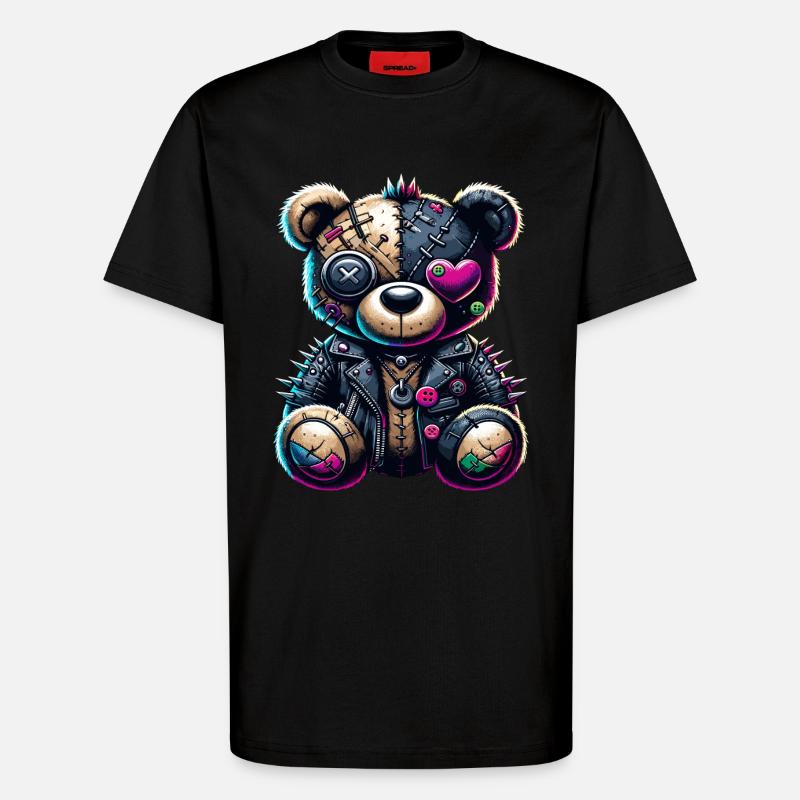 Punk Emo Plüsch Teddybär - T-Shirt - made by SPREAD - SOLID BLACK