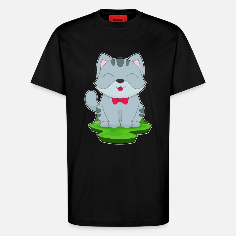 Katze Schleife - T-Shirt - made by SPREAD - SOLID BLACK