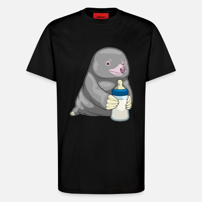 Mole Lait de biberon - T-shirt bio décontracté fabriqué en UE - SOLID BLACK