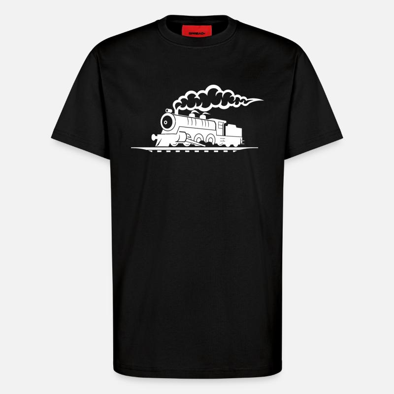 Dessin de chemin de fer - T-shirt bio décontracté fabriqué en UE - SOLID BLACK