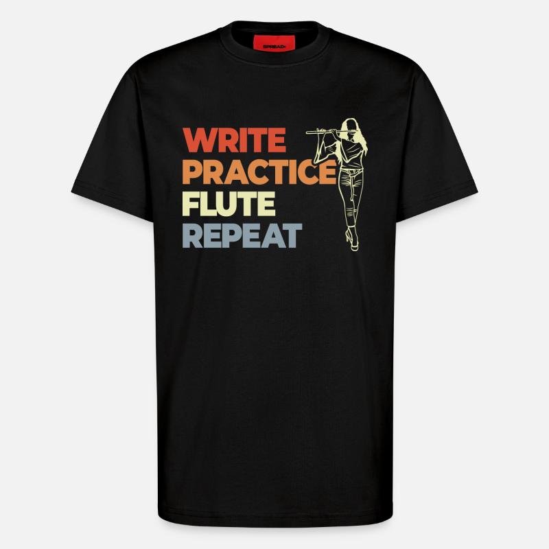 Write Practice Flute Repeat - T-Shirt - made by SPREAD - SOLID BLACK