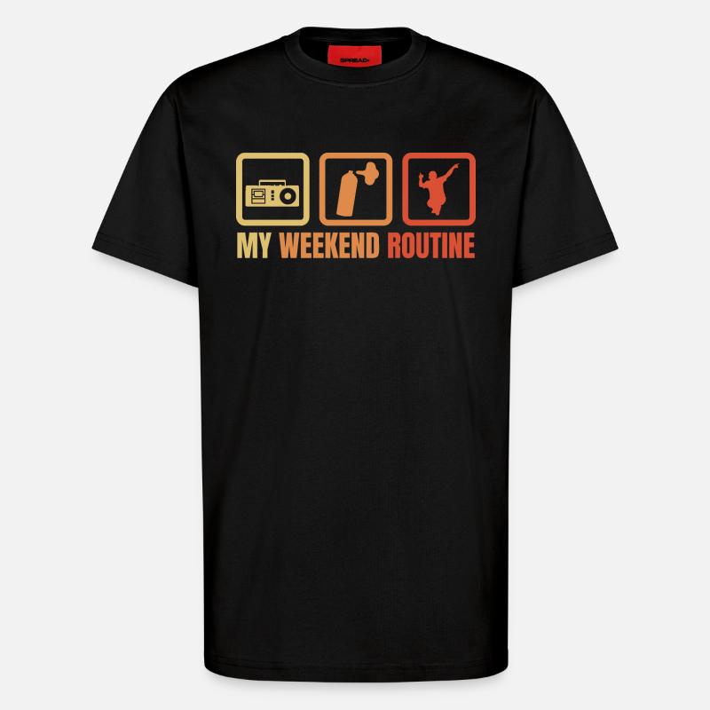 Break Dancer Weekend Routine - T-Shirt - made by SPREAD - SOLID BLACK