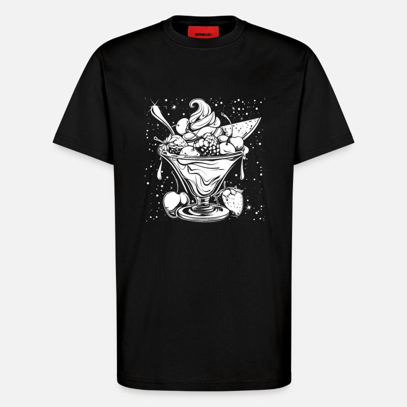 Ice cream sundae Drawing - T-Shirt - made by SPREAD - SOLID BLACK