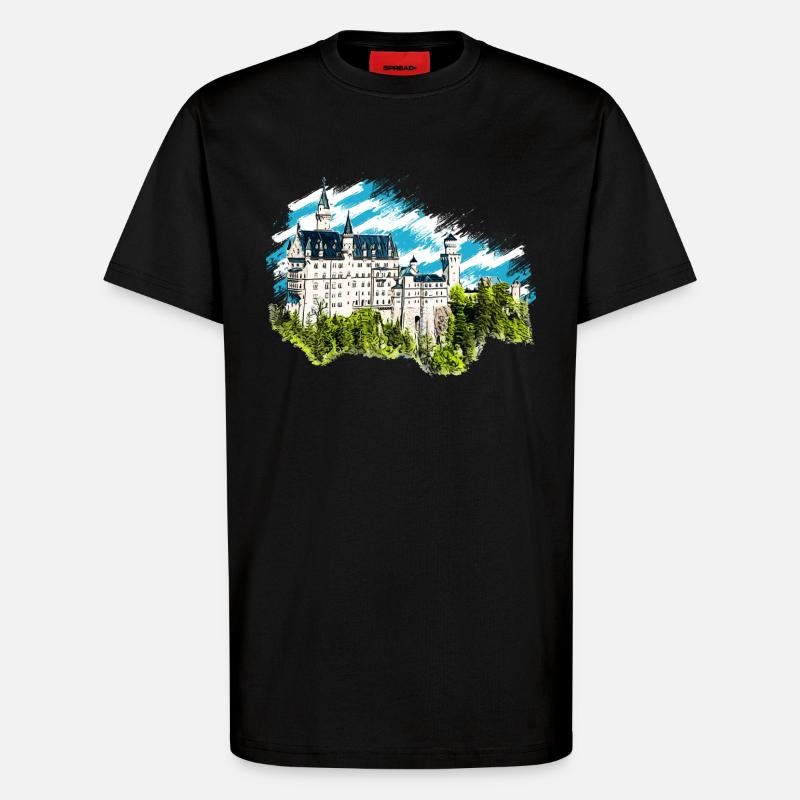 Schloss Neuschwanstein - T-Shirt - made by SPREAD - SOLID BLACK