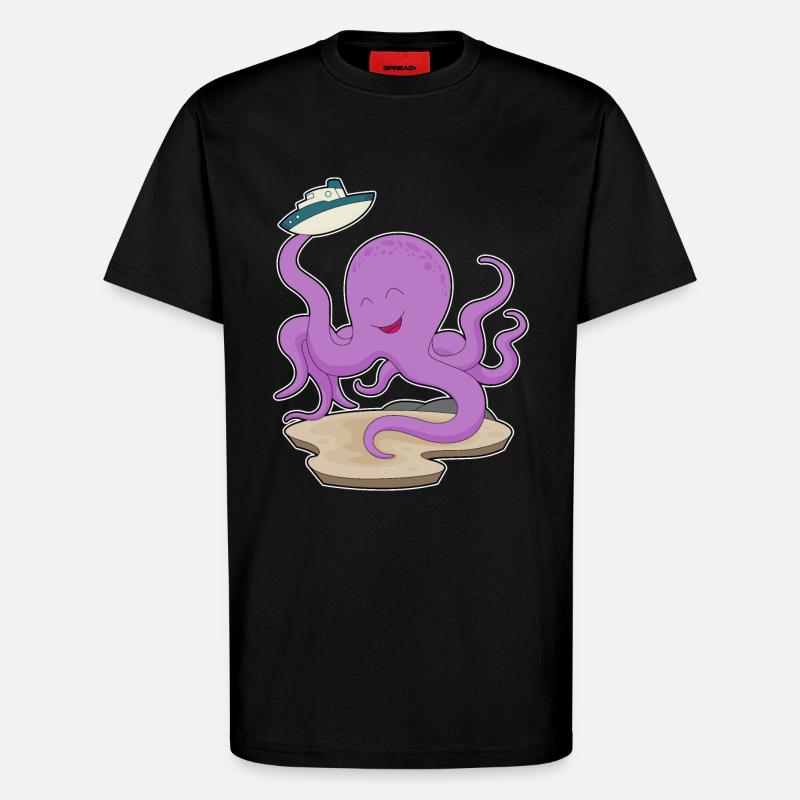 Octopus Toy Boat - T-Shirt - made by SPREAD - SOLID BLACK